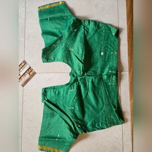 New Parrot Green Ladirs Linen Blouse For Sari Size 36